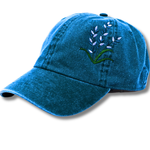 The Sky Blue Cap with Lavender Embroidered