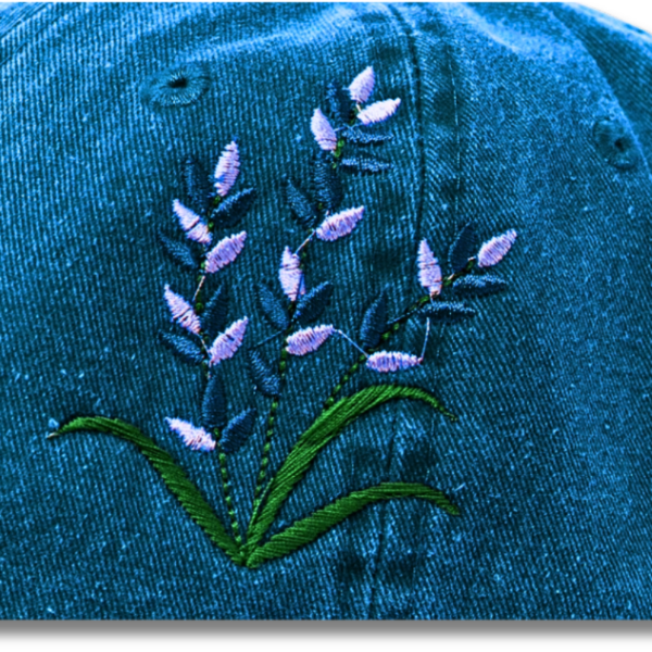 The Sky Blue Cap with Lavender Embroidered - Image 2